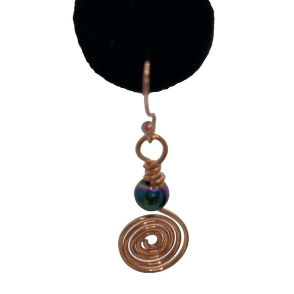 Earrings Copper Wrapped Spiral Handmade Dangle Earrings - Picture 2 of 3